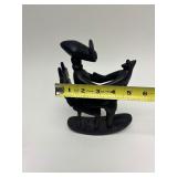 Carved Wood Vintage African Masked Figural Sculpture - In the Style of Henry Moore