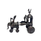 Antique India Bronze Elephant Chariot Sculpture