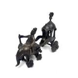 Antique India Bronze Elephant Chariot Sculpture