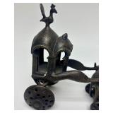Antique India Bronze Elephant Chariot Sculpture