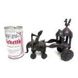 Antique India Bronze Elephant Chariot Sculpture
