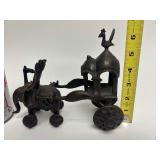Antique India Bronze Elephant Chariot Sculpture