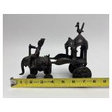Antique India Bronze Elephant Chariot Sculpture