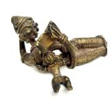 Old Vintage Heavy Bronze Sculpture of a Mother & Child