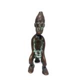 Small Antique African Bronze Sculpture of a Seated Male Figure