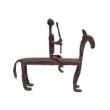 Old Vintage Iron Dogon Equestrian Sculpture