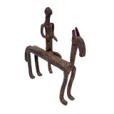 Old Vintage Iron Dogon Equestrian Sculpture