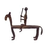 Old Vintage Iron Dogon Equestrian Sculpture