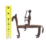 Old Vintage Iron Dogon Equestrian Sculpture
