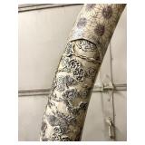 Pair of HUGE Monumental Carved Bone Elephant Tusk Sculptures