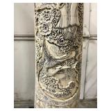 Pair of HUGE Monumental Carved Bone Elephant Tusk Sculptures