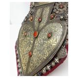 Exceptional LARGE Antique Turkoman Silver Chest Adornment w/HUGE Heart Pendant