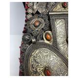 Exceptional LARGE Antique Turkoman Silver Chest Adornment w/HUGE Heart Pendant