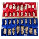 Outstanding Large Vintage Oriental Carved Bone Chess Set w/Case