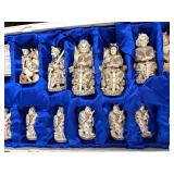 Outstanding Large Vintage Oriental Carved Bone Chess Set w/Case