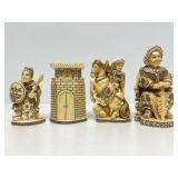 Outstanding Large Vintage Oriental Carved Bone Chess Set w/Case