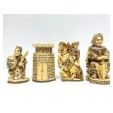 Outstanding Large Vintage Oriental Carved Bone Chess Set w/Case