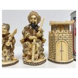 Outstanding Large Vintage Oriental Carved Bone Chess Set w/Case