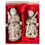 Outstanding Large Vintage Oriental Carved Bone Chess Set w/Case