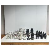 Exceptional LARGE Mid Century Signed Art Pottery Complete Chess Set by Alfaraz Pottery