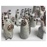 Exceptional LARGE Mid Century Signed Art Pottery Complete Chess Set by Alfaraz Pottery