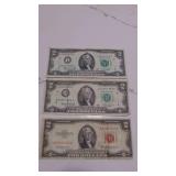 3- 2 Dollar Bills, 1953A, 2-1976