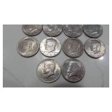 4-1971D, 1972D, 2-1974, 1976D, 1981D, 1989D Kenndy Half Dollars