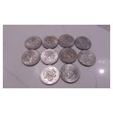4-1971D, 1972D, 2-1974, 1976D, 1981D, 1989D Kenndy Half Dollars