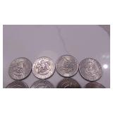 4-1971D, 1972D, 2-1974, 1976D, 1981D, 1989D Kenndy Half Dollars