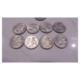9-Bicentennial 1776-1976D Quarters