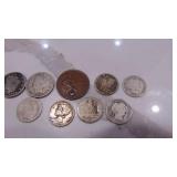 1906 & 1911 Liberty Head Nickel, 6- Other Dimes and 1929US Philippines one Centavo Coin