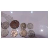 1906 & 1911 Liberty Head Nickel, 6- Other Dimes and 1929US Philippines one Centavo Coin