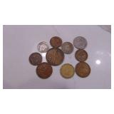 Assorted Columbia and Mexican Coins