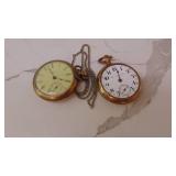 Elgin Gold Filled 15 Jewels Non-Working Pocket Watch and Hamiton Watch Company Pocket Watch (Missing face glass)