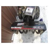 Yard Machine 8 hp 26 Snow blower with electric start. Heavy duty unit. Used condition. Tested & works. As shown. *THIS ITEM HAS A RESERVE.
