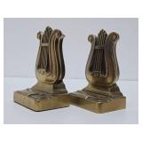 Pair of Vintage Brass Harp Bookends