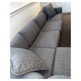 Nice Clean Sectional Sofa - Gray w/ Thin White Square Pattern