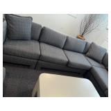 Nice Clean Sectional Sofa - Gray w/ Thin White Square Pattern