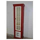 Vintage Tall Red and White Pie Safe Cabinet with Tin Panel