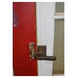 Vintage Tall Red and White Pie Safe Cabinet with Tin Panel