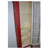 Vintage Tall Red and White Pie Safe Cabinet with Tin Panel