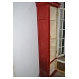 Vintage Tall Red and White Pie Safe Cabinet with Tin Panel