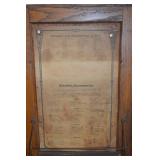 Antique Oak Hoosier Kitchen Cabinet with Original Interior Charts