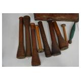 Antique Wooden Industrial Textile Spools and Divided Caddy