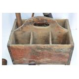 Antique Wooden Industrial Textile Spools and Divided Caddy