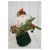 Christmas Santa Decor Doll with Greenery and Cardinal
