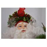 Christmas Santa Decor Doll with Greenery and Cardinal