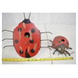 Lot of 2 Ladybug Shaped Birdhouses with Vintage Mandeville Seed Display Box