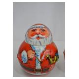 Pair of 1980 Cheinco Santa Tin Holiday Decor Figures