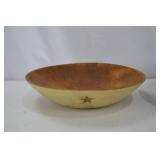 Set of 3 Primitive Wooden Dough Bowls, Hand-Painted Designs